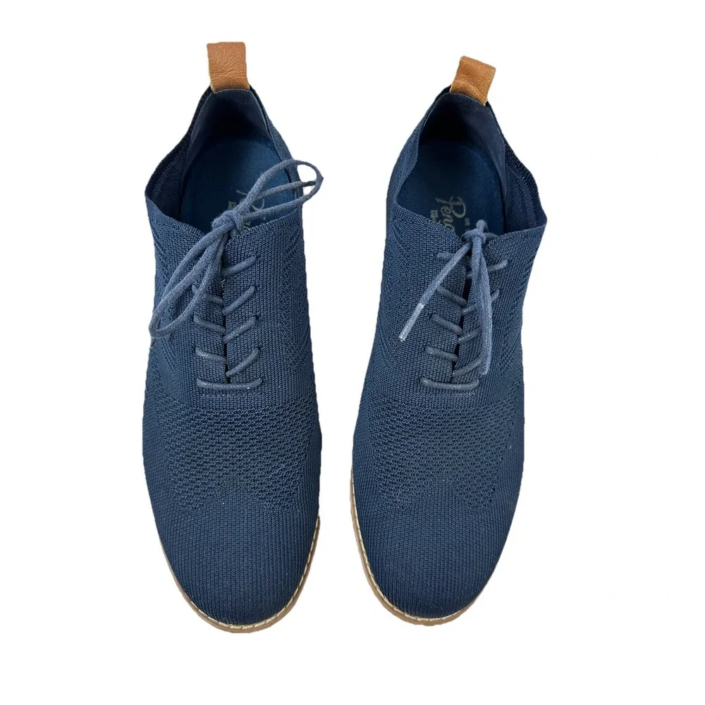 Penguin By Munsingwear Boat Shoes Mens 9 Navy Blue Lace Up Polyester Knit Casual